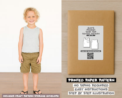 Boys Round Neck Pocket Tank Top Sewing Pattern