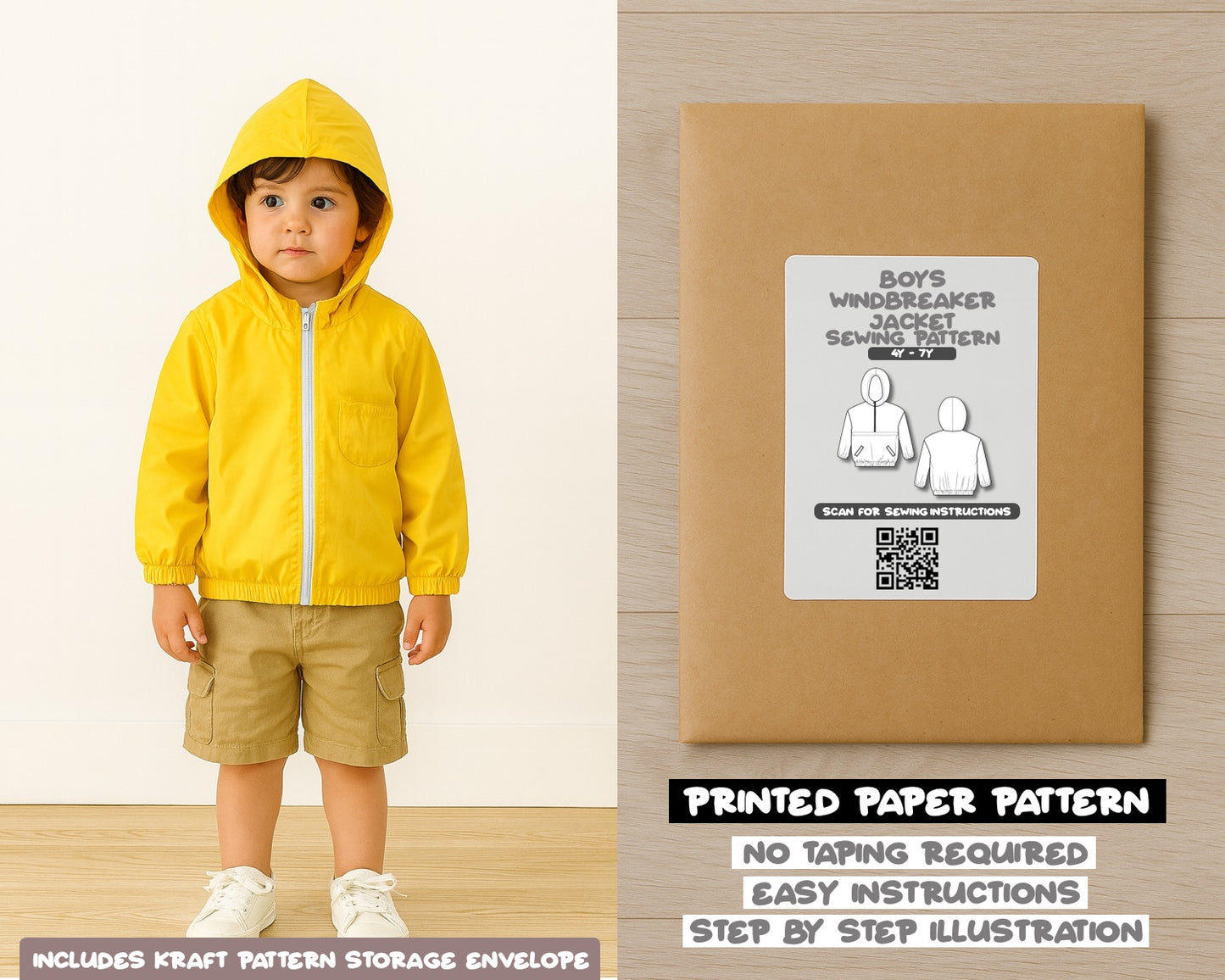 Boys Windbreaker Jacket Sewing Pattern