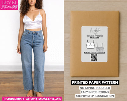 Bralette Cami Top printed sewing pattern with easy instructions and step by step illustrations.