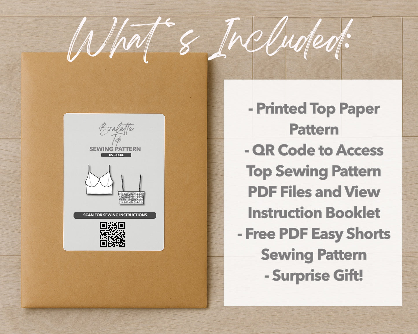 What is included with the printed Bralette Cami Top paper sewing pattern