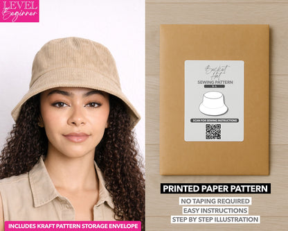 Bucket Hat printed sewing pattern with easy instructions and step by step illustrations.