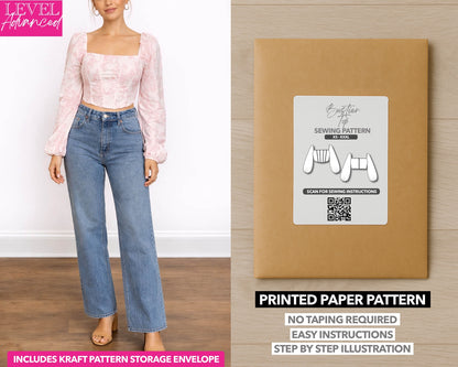 Bustier Long Sleeve Top printed sewing pattern with easy instructions and step by step illustrations.