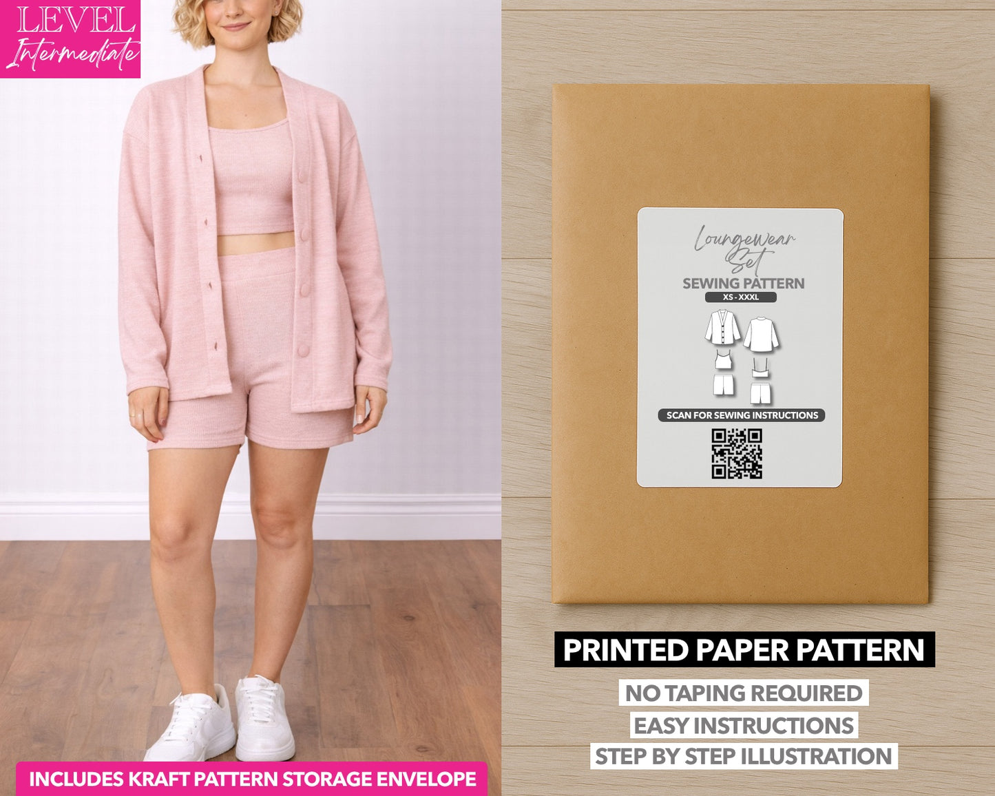 Cardigan With Cami Crop Top and Shorts Sewing Pattern