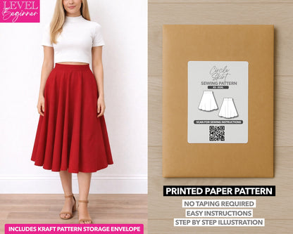 Circle Skirt printed sewing pattern with easy instructions and step by step illustrations.