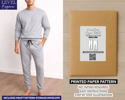Drawstring Jogger Pants printed sewing pattern with easy instructions and step by step illustrations.
