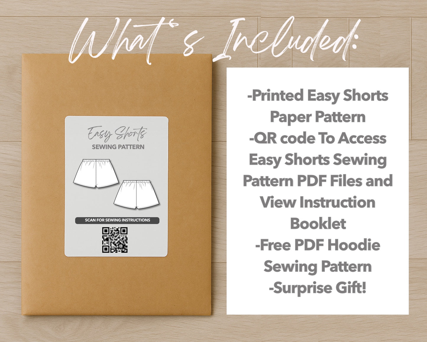 What is included with the printed Easy Shorts paper sewing pattern