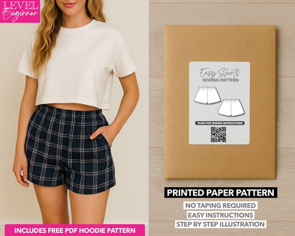 Easy Shorts printed sewing pattern with easy instructions and step by step illustrations.