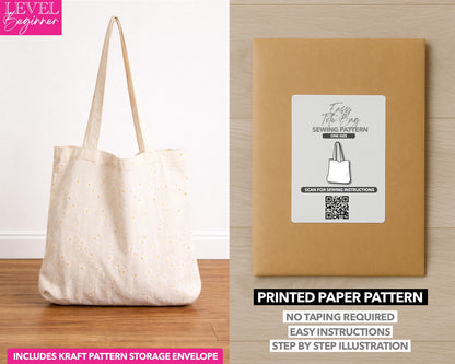 Easy Tote Bag printed sewing pattern with easy instructions and step by step illustrations.