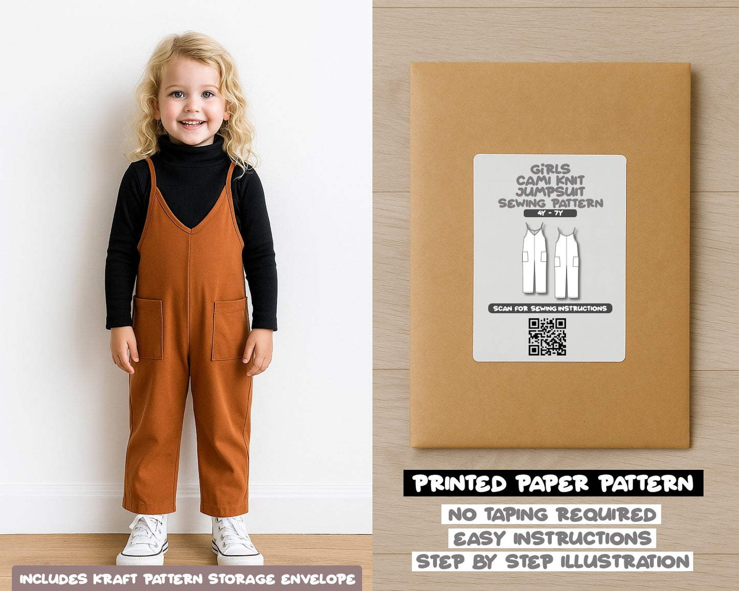 Girls Cami Knit Jumpsuit Sewing Pattern