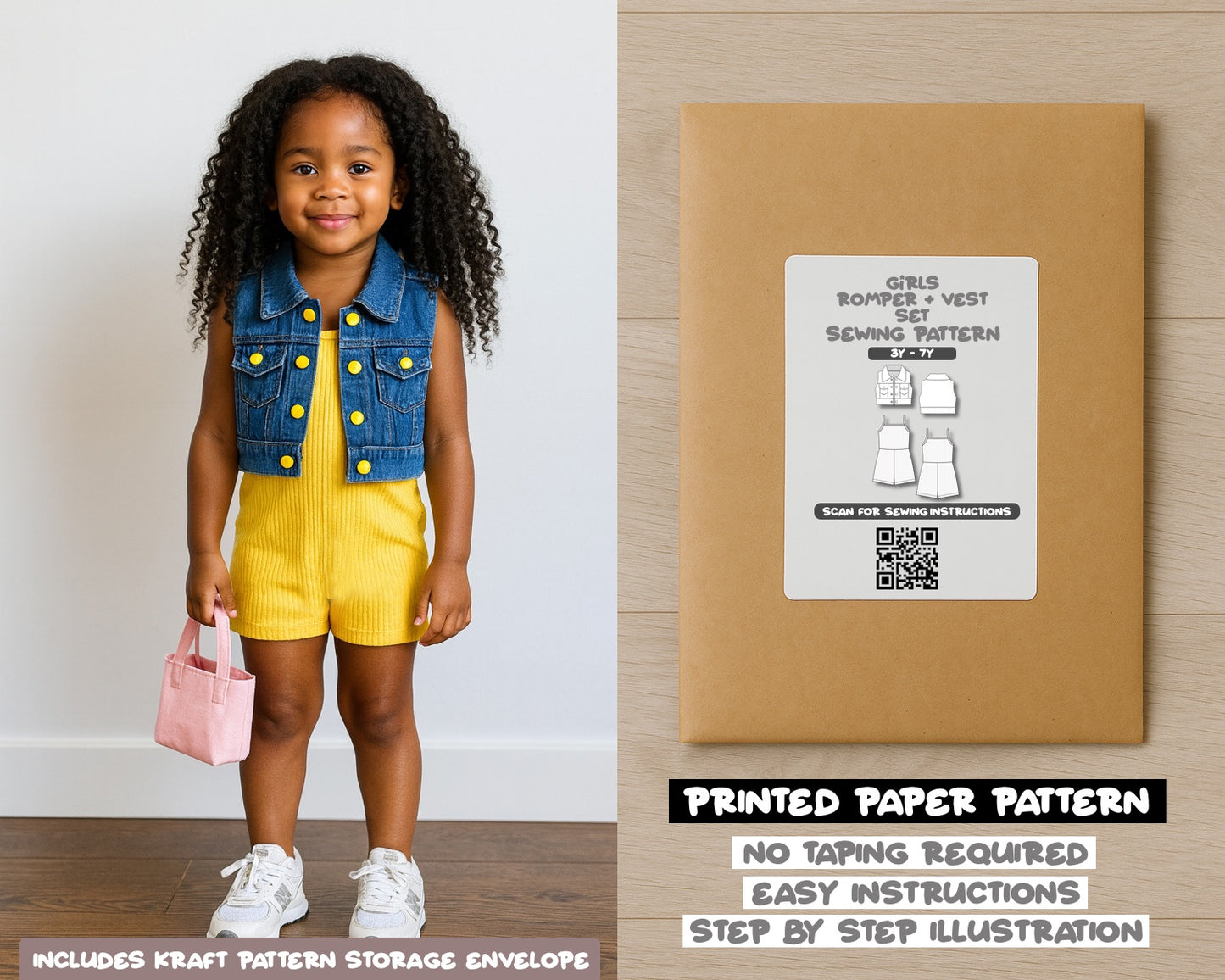Girls Cami Romper and Vest Set Sewing Pattern