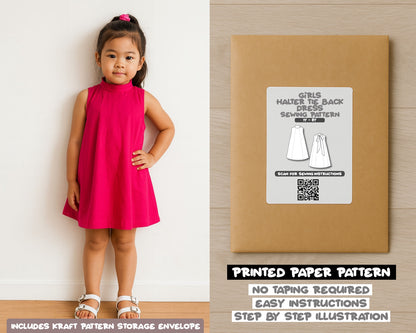 Girls Halter Tie Back Mini Dress Sewing Pattern