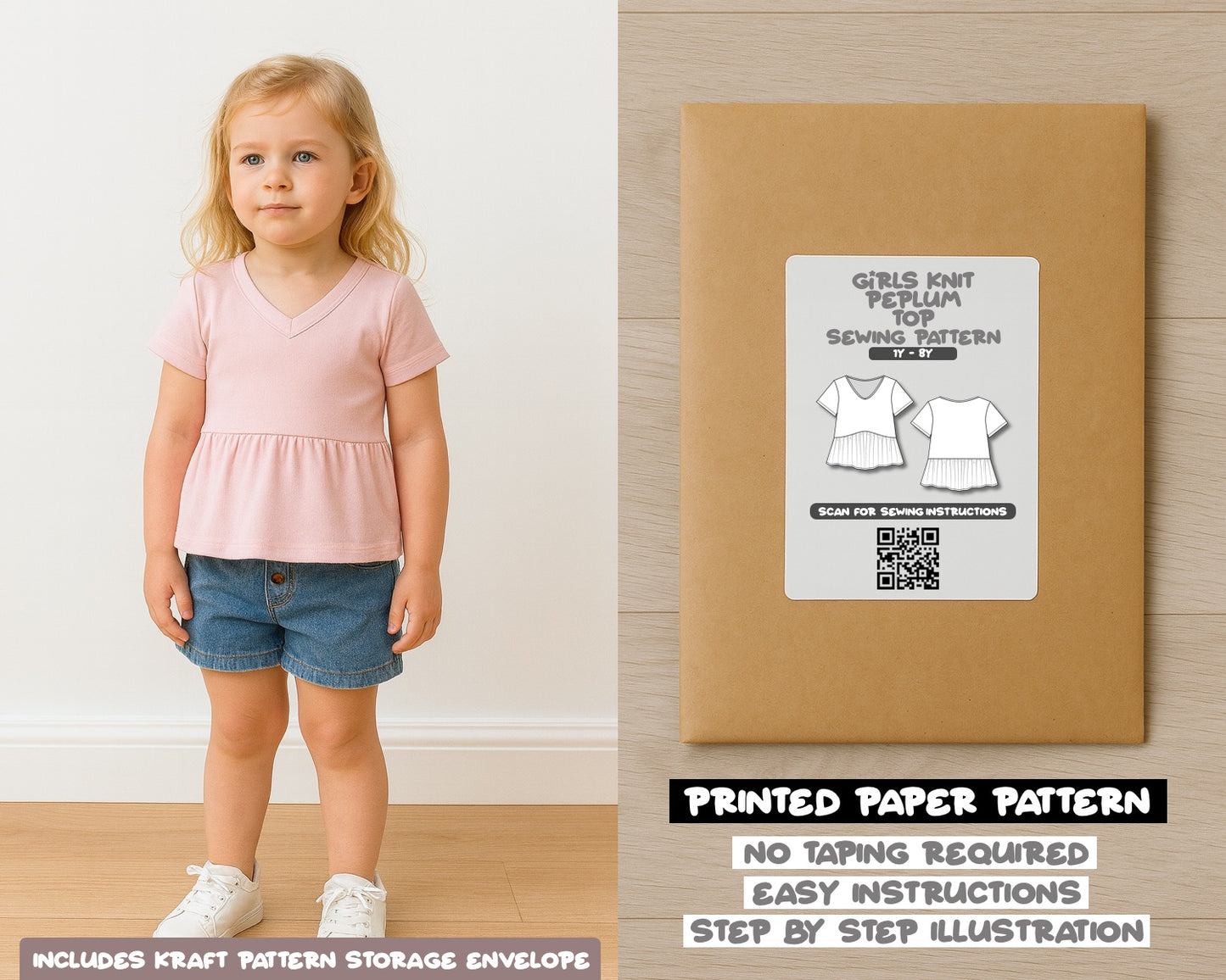 Girls Knit Peplum Top Sewing Pattern