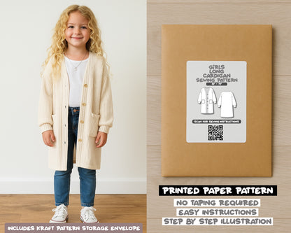Girls Long Cardigan Sewing Pattern