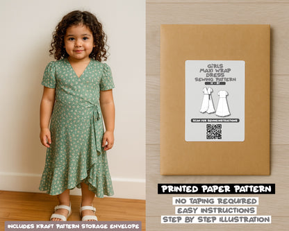 Girls Maxi Wrap Dress Sewing Pattern