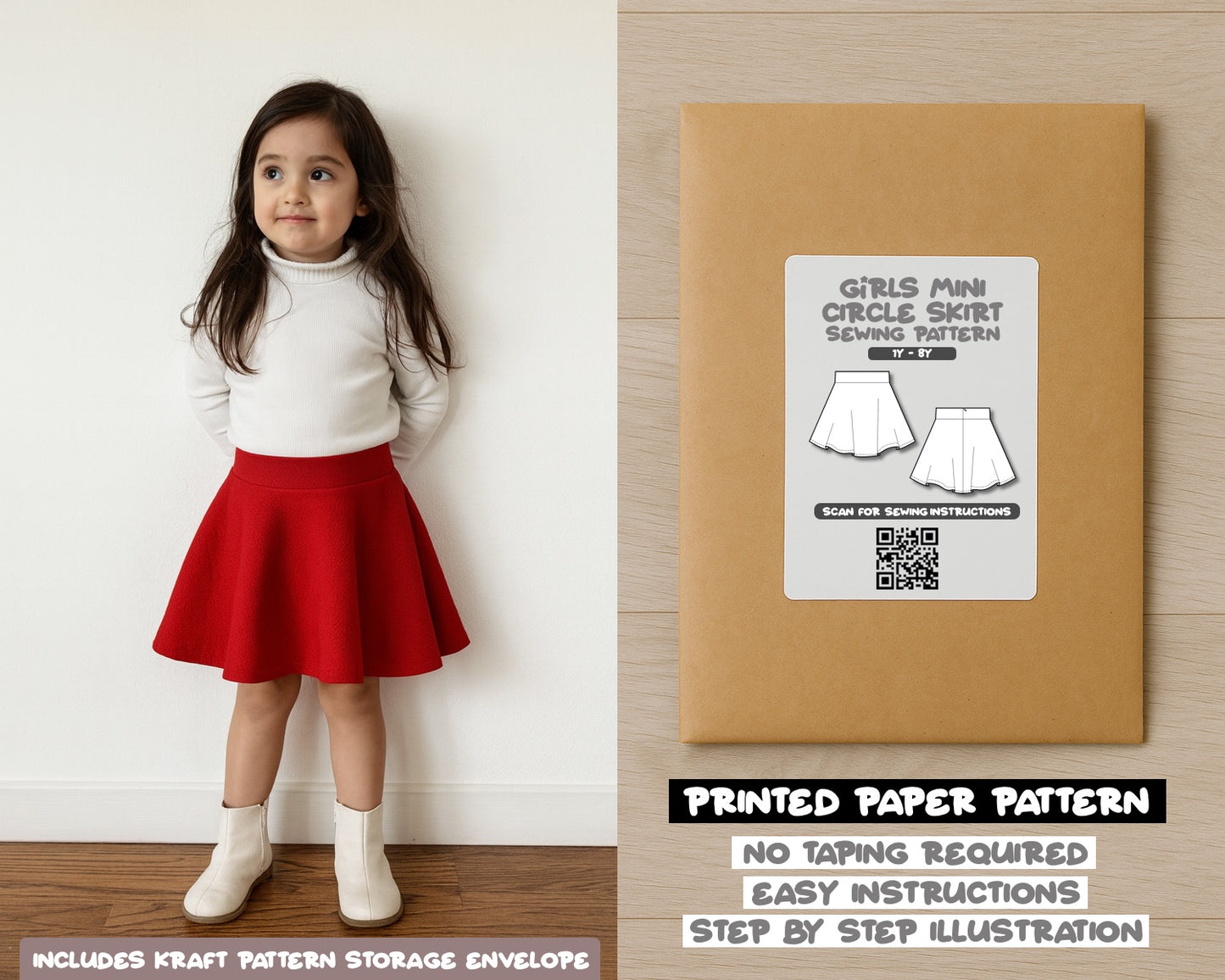 Girls Mini Circle Skirt Sewing Pattern