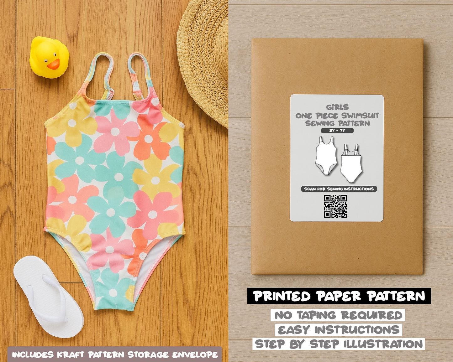 Girls One Piece Swimsuit Sewing Pattern
