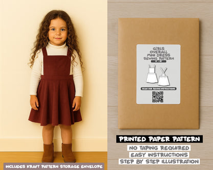 Girls Overall Mini Dress Sewing Pattern
