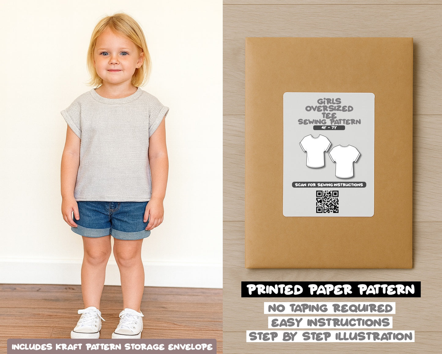 Girls Oversized Tee Sewing Pattern