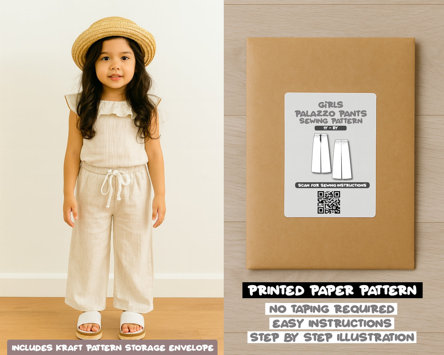 Girls Palazzo Pants Sewing Pattern