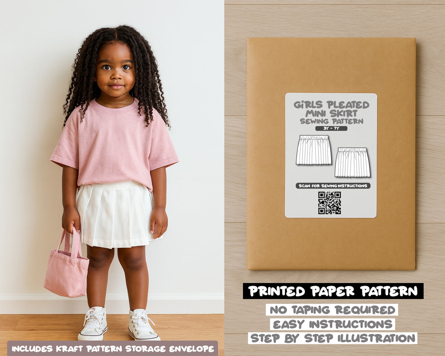 Elastic Waist Pleated Skirt Sewing Pattern