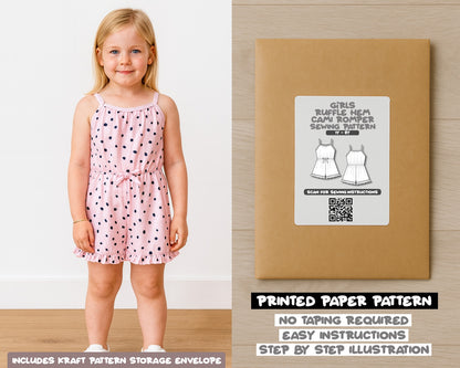 Girls Ruffle Hem Cami Romper Sewing Pattern