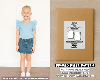 Girls Ruffle Tee Blouse Sewing Pattern