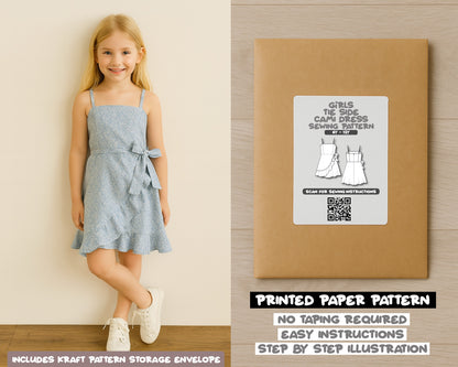Girls Ruffle Trim Tie Side Cami Dress Sewing Pattern
