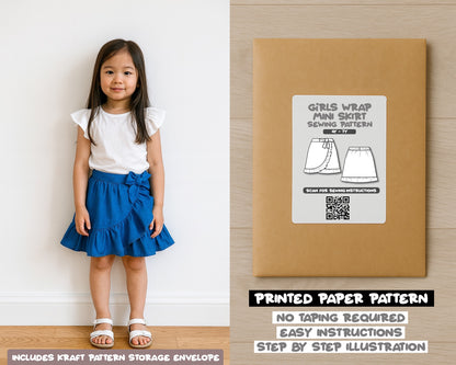 Girls Ruffle Wrap Mini Skirt Sewing Pattern
