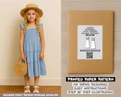 Girls Shirred Maxi Dress Sewing Pattern