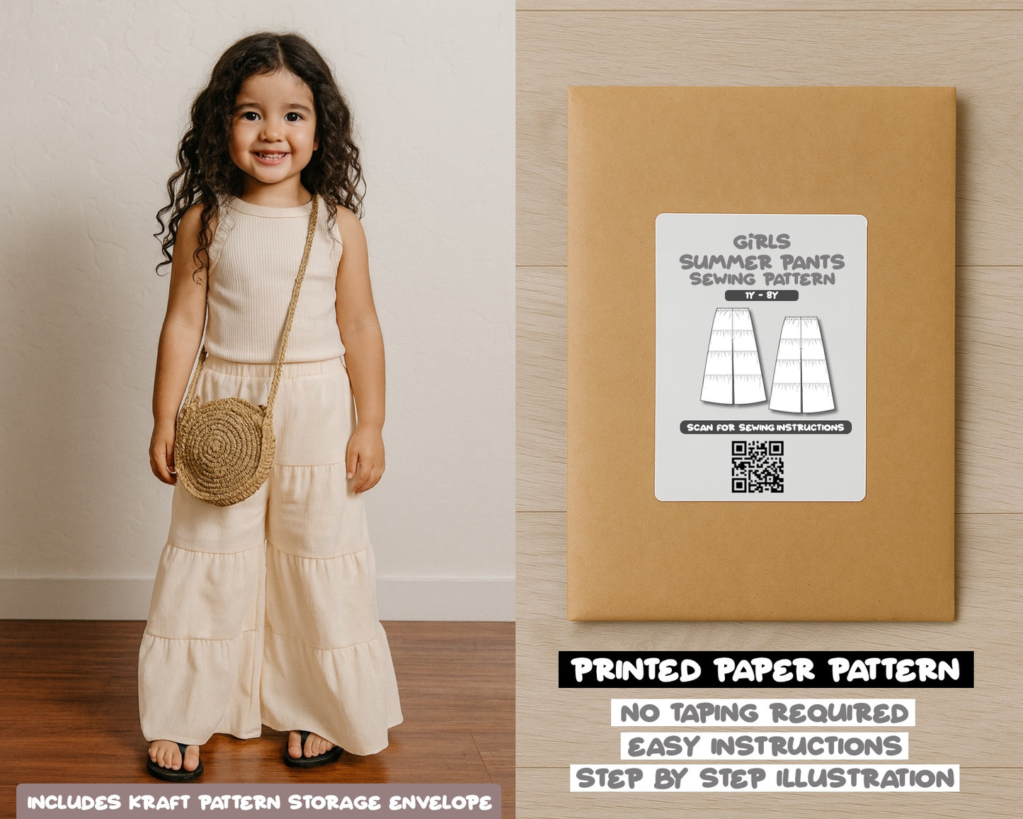 Girls Summer Pants Sewing Pattern
