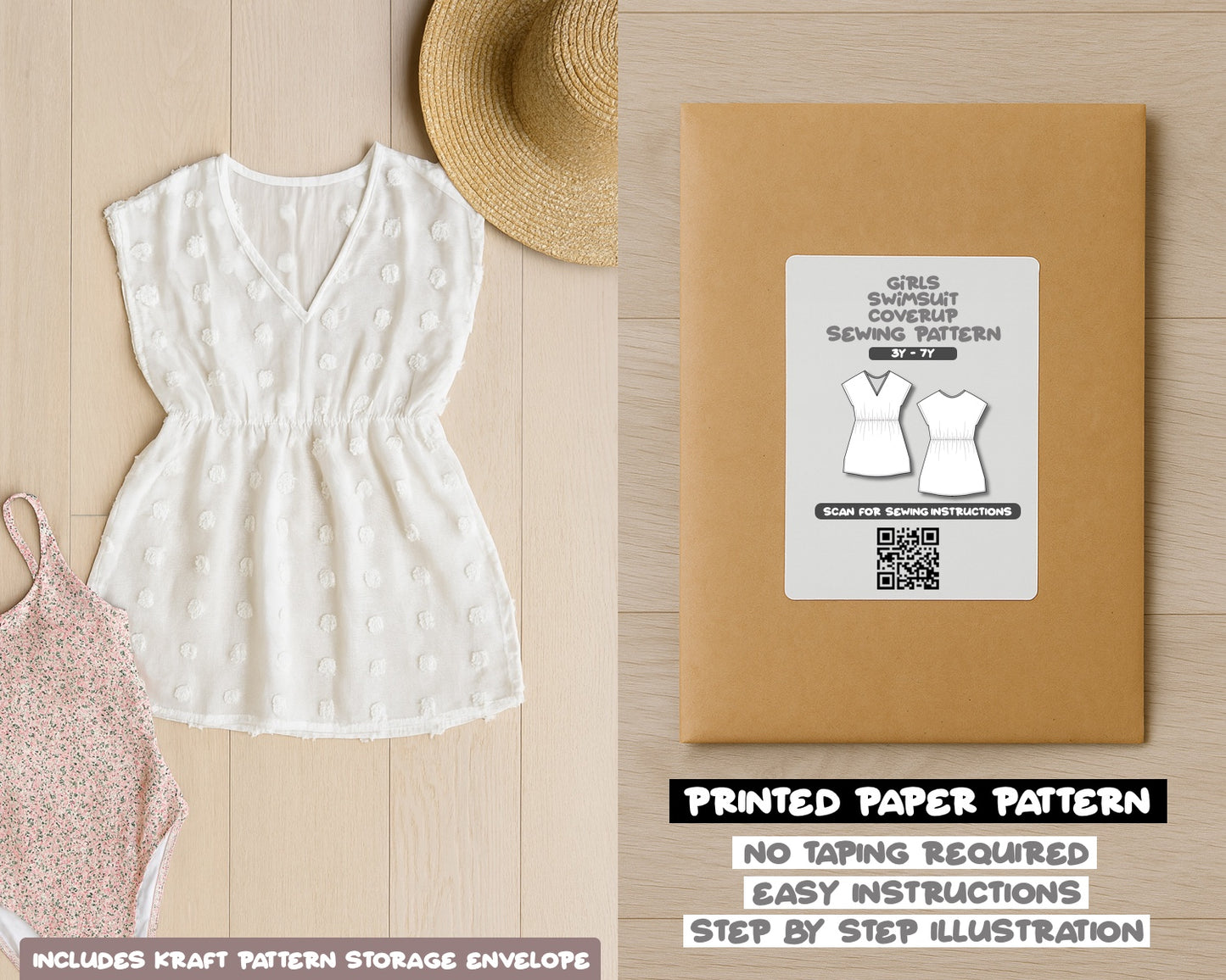 Girls Swimsuit Tunic Coverup Sewing Pattern