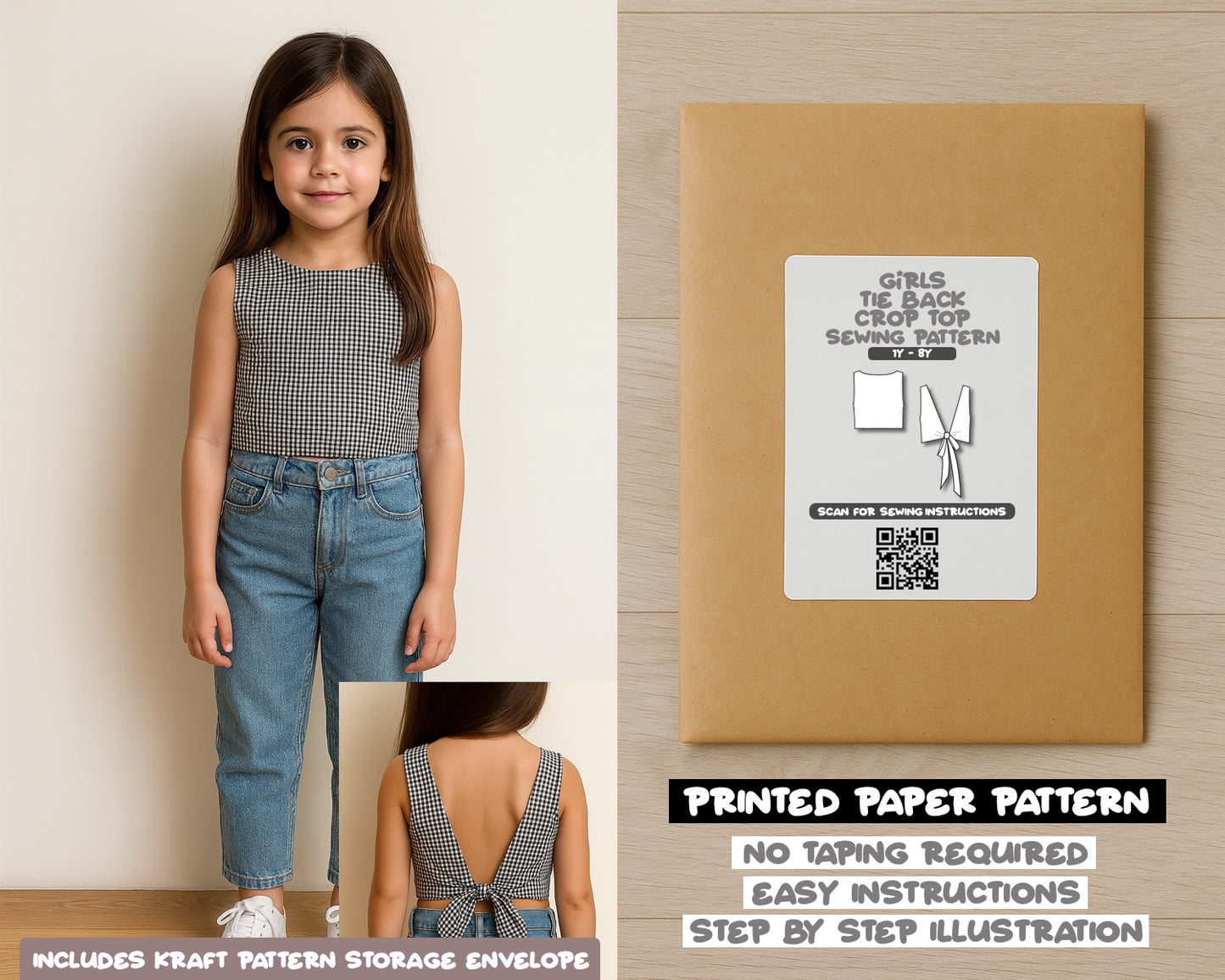 Girls Tie Back Crop Top Sewing Pattern
