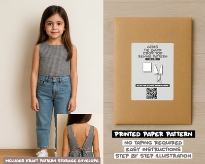 Girls Tie Back Crop Top Sewing Pattern