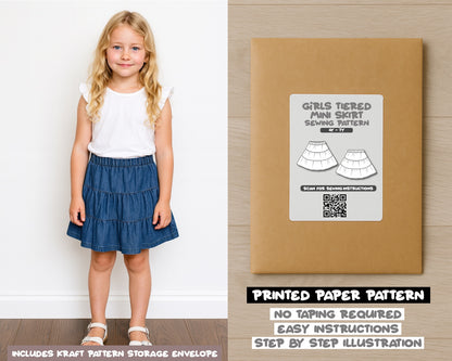 Girls Tiered Mini Skirt Sewing Pattern