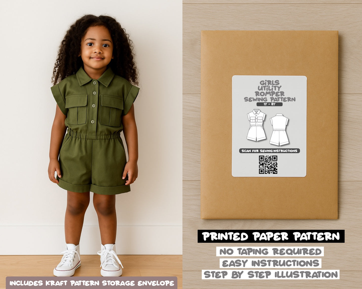 Girls Utility Romper Sewing Pattern