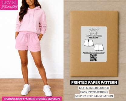 Gym Shorts printed sewing pattern with easy instructions and step by step illustrations.