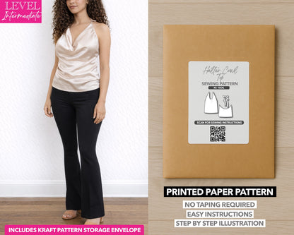 Halter Cowl Top printed sewing pattern with easy instructions and step by step illustrations.