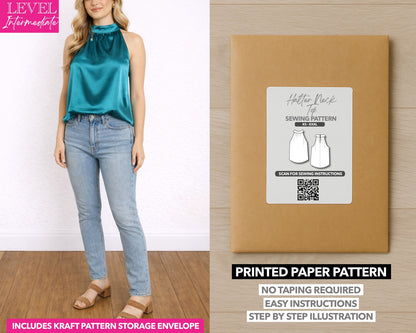 Halter Neck Top printed sewing pattern with easy instructions and step by step illustrations.