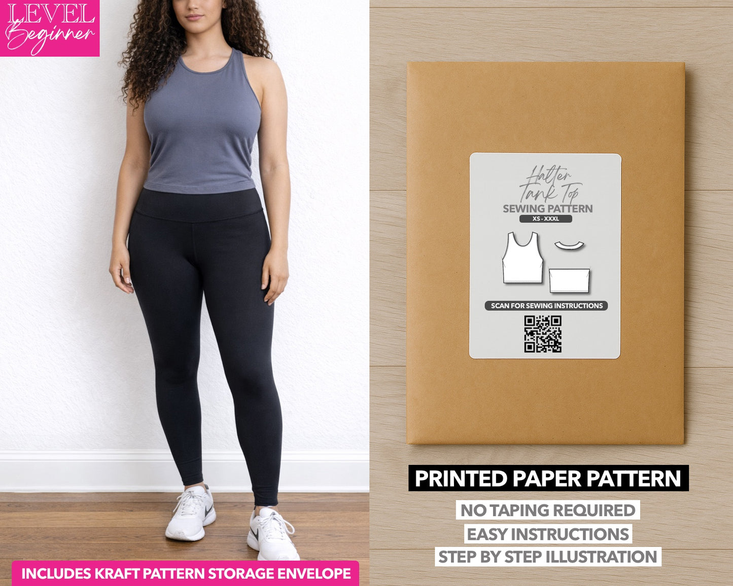 Halter Tank Top printed sewing pattern with easy instructions and step by step illustrations.
