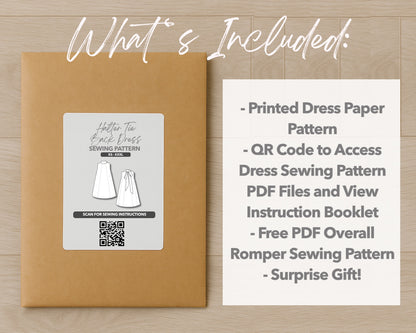 What is included with the printed Halter Tie Back Dress paper sewing pattern