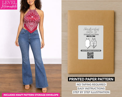 Handkerchief Halter Top printed sewing pattern with easy instructions and step by step illustrations.