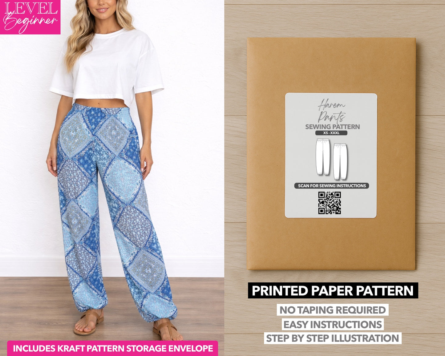 Teddy Pants printed sewing pattern with easy instructions and step by step illustrations.