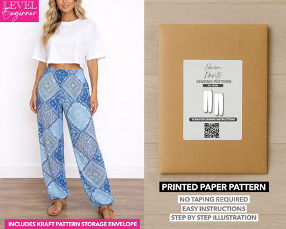 Teddy Pants printed sewing pattern with easy instructions and step by step illustrations.