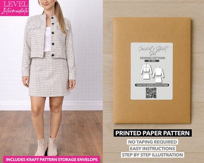 Jacket and Skirt Set printed sewing pattern with easy instructions and step by step illustrations.
