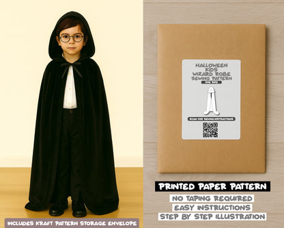 Kids Wizard Robe printed sewing pattern with easy instructions and step by step illustrations.