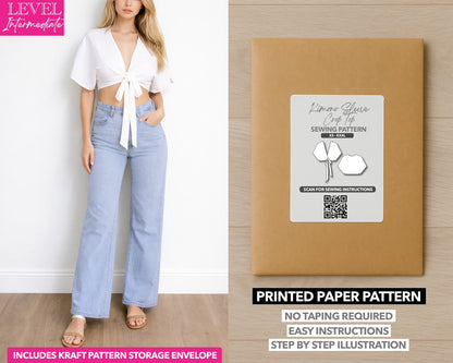 Kimono Sleeve Crop Top printed sewing pattern with easy instructions and step by step illustrations.