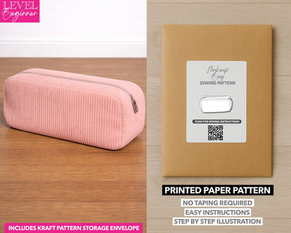 Makeup Bag printed sewing pattern with easy instructions and step by step illustrations.