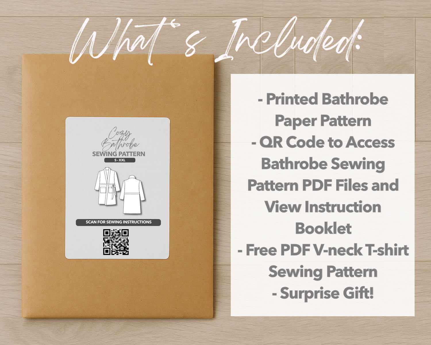 What is included with the printed Mens Bathrobe paper sewing pattern