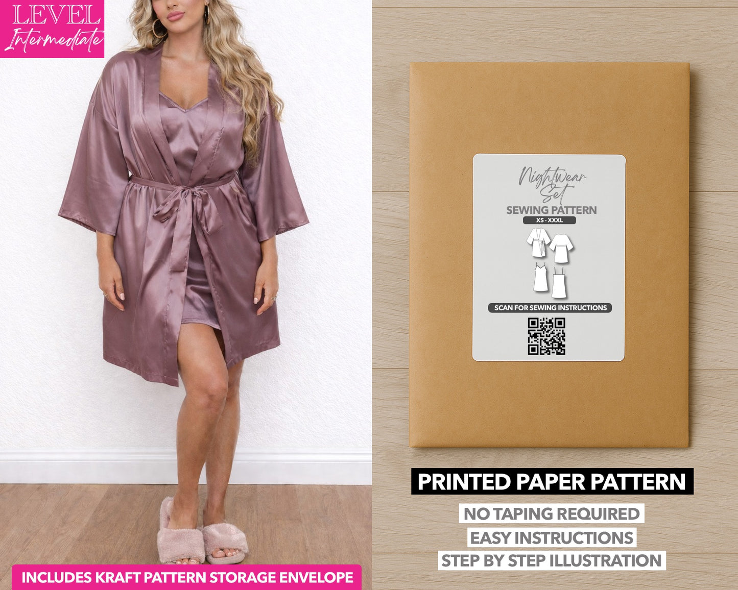 Nightwear Set printed sewing pattern with easy instructions and step by step illustrations.
