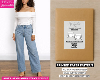 Off Shoulder Tee printed sewing pattern with easy instructions and step by step illustrations.